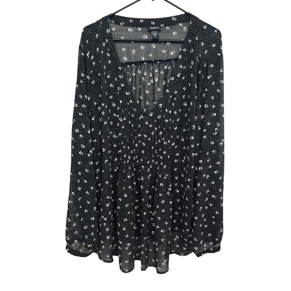 Torrid Black Floral Print Blouse Romantic Dark Academia Plus 4 - Picture 1 of 5